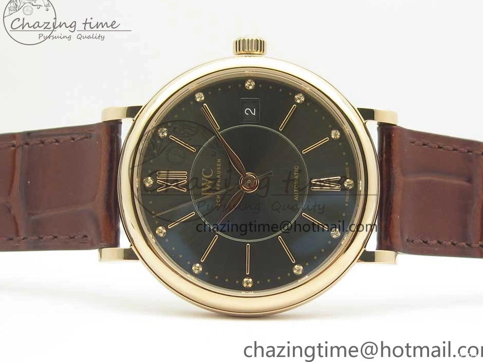 MIROTIME 0419 SportInspired Portofino IW458101 RG MK 1:1 Best Edition Gray Dial On Brown Leather Strap MIYOTA 7165